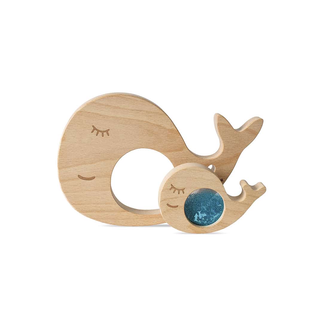 Petit Boum Jouet sensoriel en bois Baleine et son petit