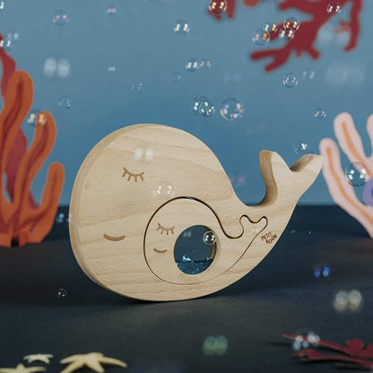 Petit Boum Jouet sensoriel en bois Baleine et son petit