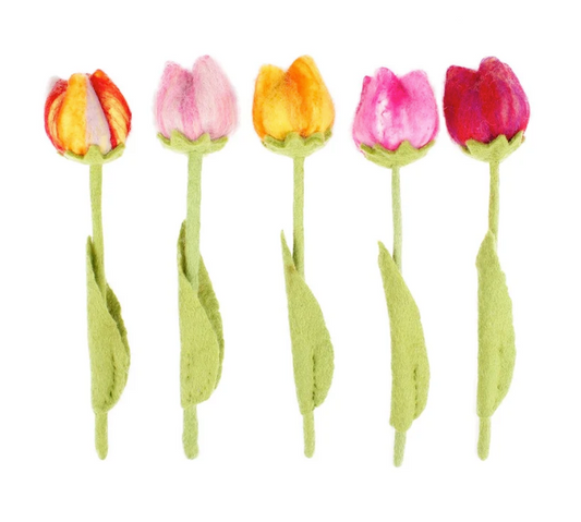 Sjaal met Verhaal Tulpen van wolvilt - per stuk