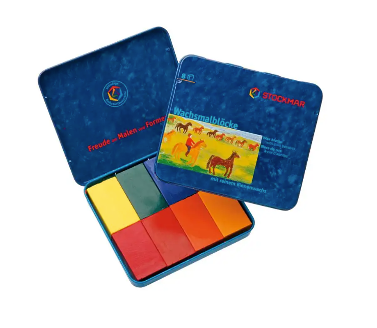 Stockmar Blocs de cire - 8 couleurs dans boite métallique