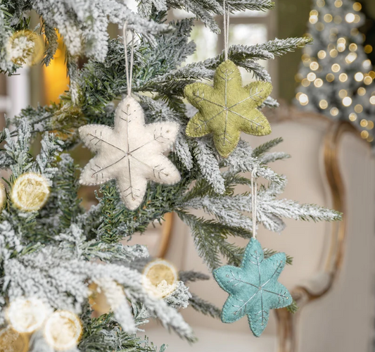 Winterwonderland wollen vilt kersthanger Ster Lichtgroen