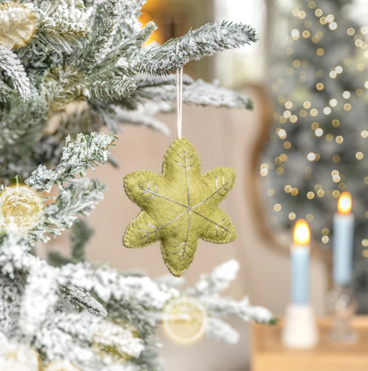 Winterwonderland wollen vilt kersthanger Ster Lichtgroen