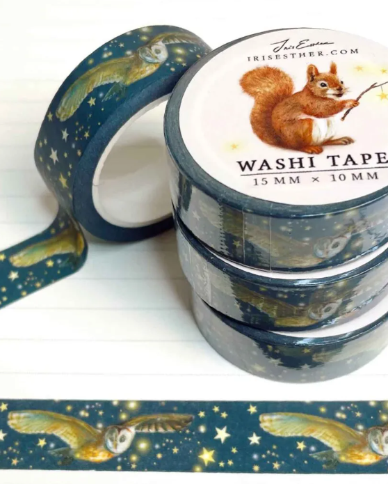 Washi Tape Owl and Stars - Illustratrice Esther Iris