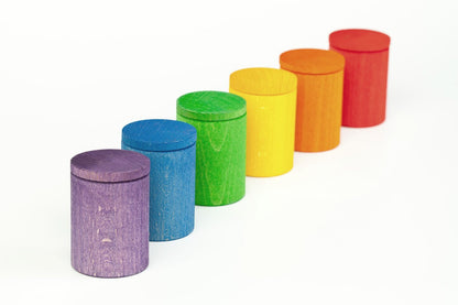 6 Bols colorés en bois avec couvercle Grapat