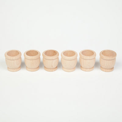 Lot de 6 Petits pots en bois Naturel Grapat