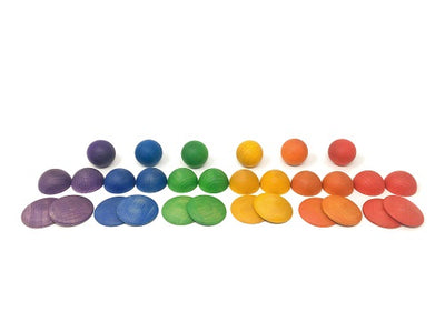 Sphères, boules et disques en bois - Lot de 30 pièces Grapat