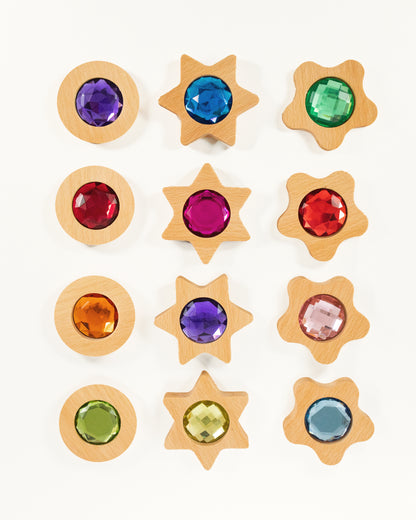 Bauspiel Fonkelstenen in diverse vormen – Set van 12