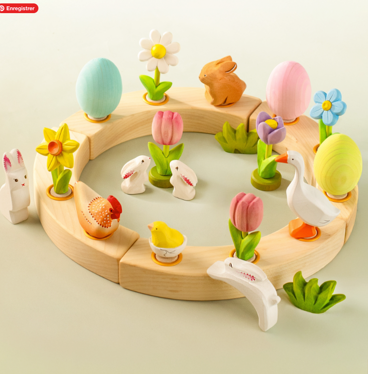 BumbuToys Figurine en bois pour couronne de célébration - Oeuf Bleu
