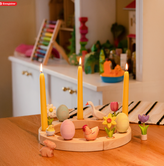 BumbuToys Figurine en bois pour couronne de célébration - Oeuf Bleu