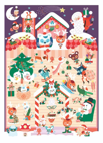 Calendrier de l'avent Mini poster Noël - 30 autocollants Poppik