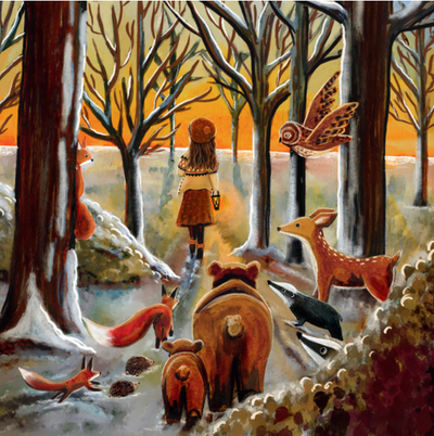 Carte à insérer pour la Lampe de saisons - Illustratrice E. Bennink - Whisperer of the Woods