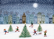 Carte postale Christmas Skating - Illustratrice Bijdehansje