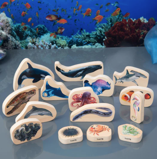Tickit La vie Marine en bois - Lot de 15