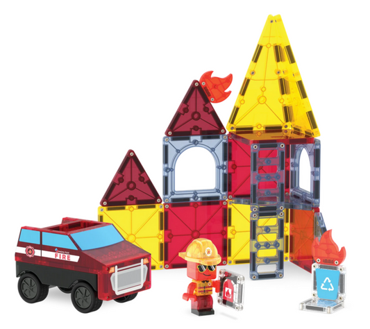 Magna Tiles Jeu magnétique - Les Pompiers Lot de 27 pièces