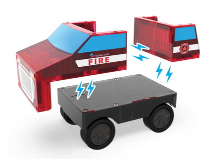 Magna Tiles Jeu magnétique - Les Pompiers Lot de 27 pièces