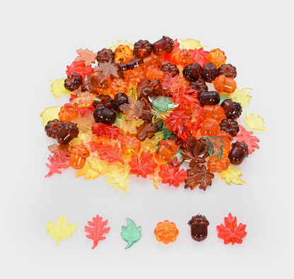 Tickit Feuilles et glands/citrouilles translucides - Lot de 120