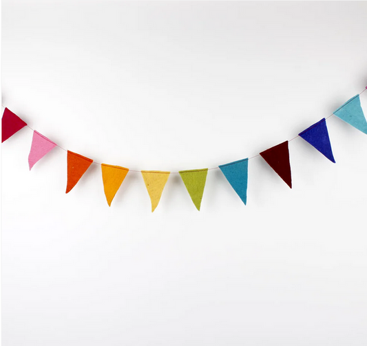 Guirlande de décoration en feutrine de laine Multicolore