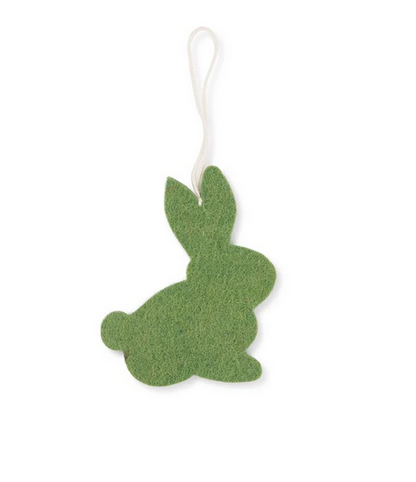 Suspension en feutrine de laine Lapin Jaune/vert - Lot de 4