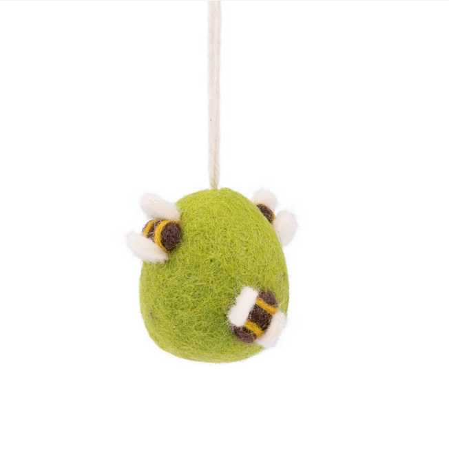 Suspension en feutrine de laine Oeuf avec petites abeilles