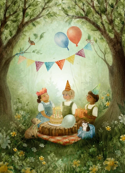 Carte Postale Party Picnic - Ilustratrice Bijdehansje