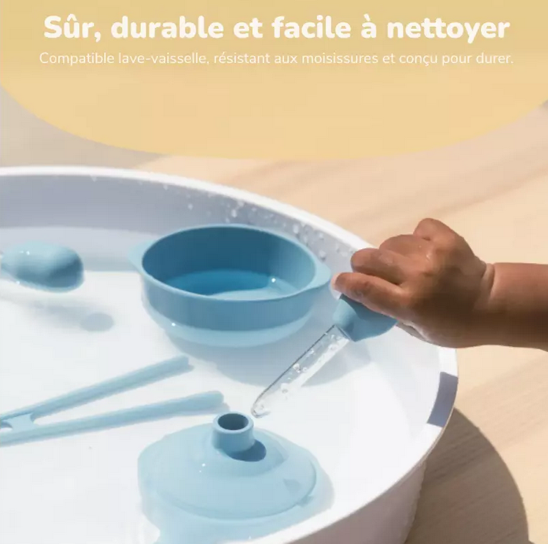 Plateau de Jeu Sensoriel PlayTRAY Starter Set – Bac Sensoriel avec 5 Ustensiles
