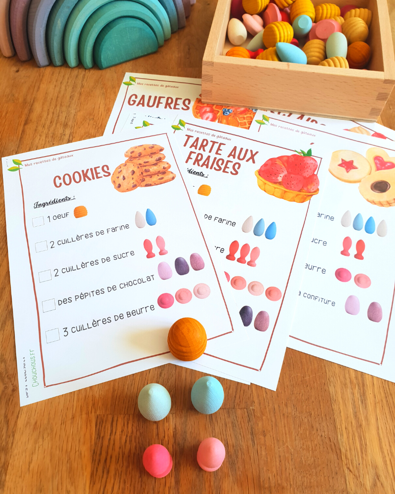 Mes recettes de Gâteaux - Cartes éducatives à imprimer - Grapat Loose Parts
