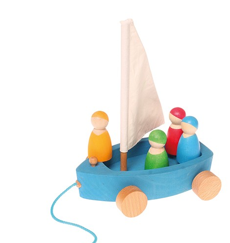 Le char à voile à tirer et ses 4 petits marins Grimm's