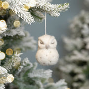 Suspension de Noël en feutrine de laine Chouette des neiges