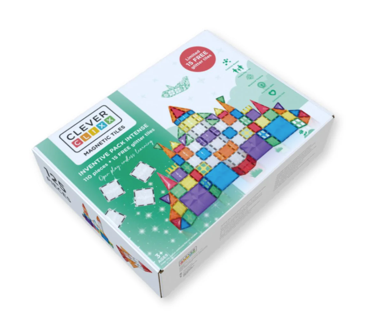 Cleverclixx jeux magnétiques Inventive Pack Intense- 110 pièces + 15 pièces pailletés Offertes!