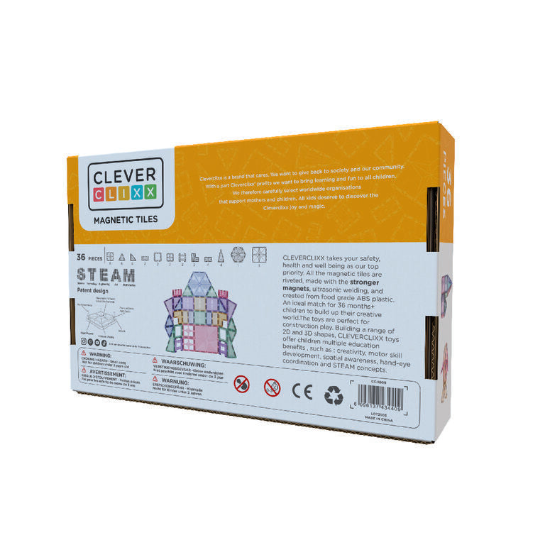 Cleverclixx Pack Pastel - Jeu magnétique 36 pièces