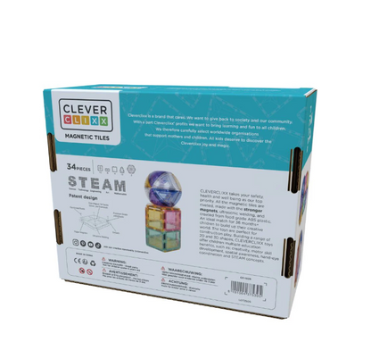 Cleverclixx Small curved Dome Pack Magnetic Tiles - Lot de 34