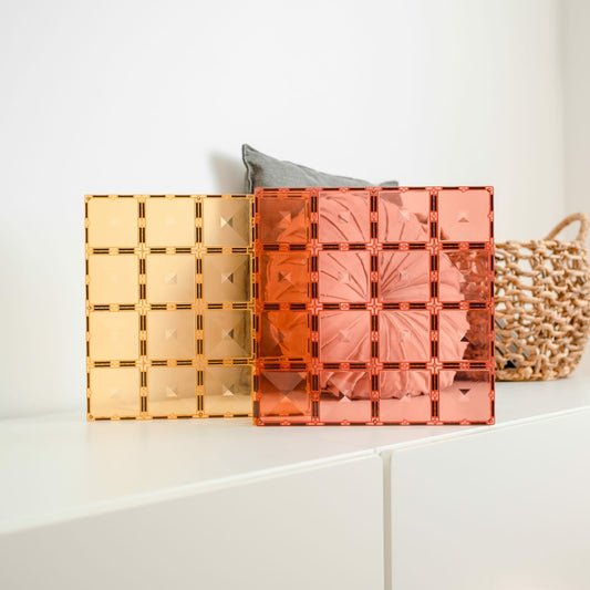 Connetix 2 Plaques magnétique Lemon - Peach 30 x 30 cm