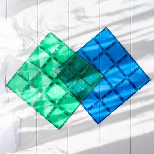 Connetix 2 Plaques magnétique Bleu - Vert 30 x 30 cm