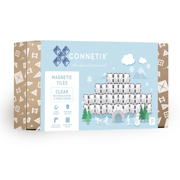Connetix Tiles Jeu magnétique Rectangles Transparent Lot de 12