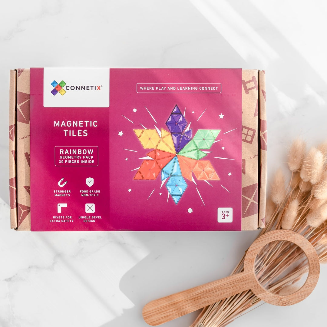Connetix Jeu magnétique Pack géométrie Arc-en-ciel - 30 pièces