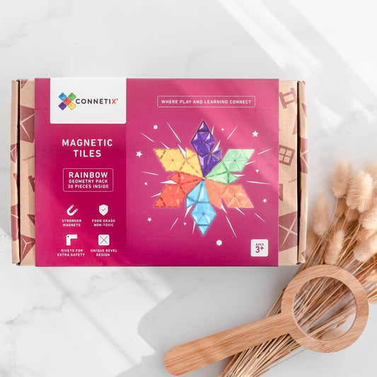 Connetix Jeu magnétique Pack géométrie Arc-en-ciel - 30 pièces
