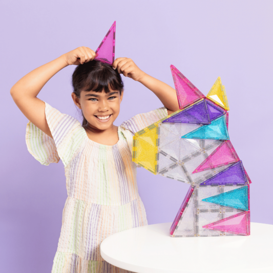 Connetix Glitter unicorn jeu magnétique Licorne pailletée 56 pièces