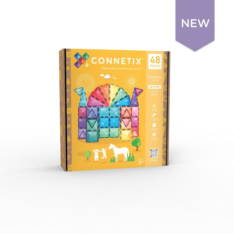 Connetix Jeu magnétique Château pailleté - Glitter castle pack 48 pièces