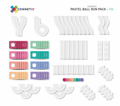 Parcours de billes Pastel Jeu magnétique Connetix - 106 pièces