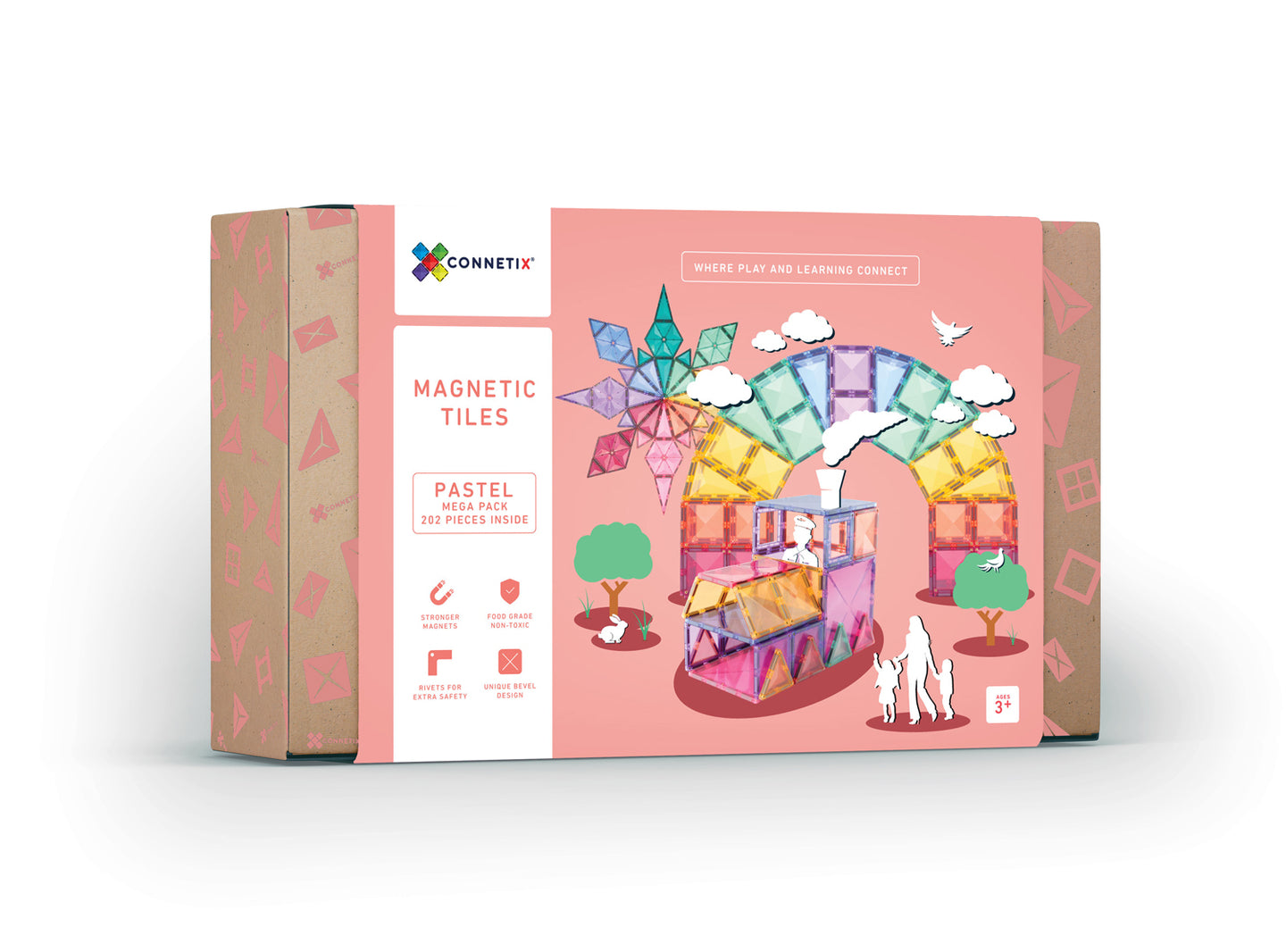 Connetix Tiles Jeu magnétique Mega Pack Pastel - 202 pièces