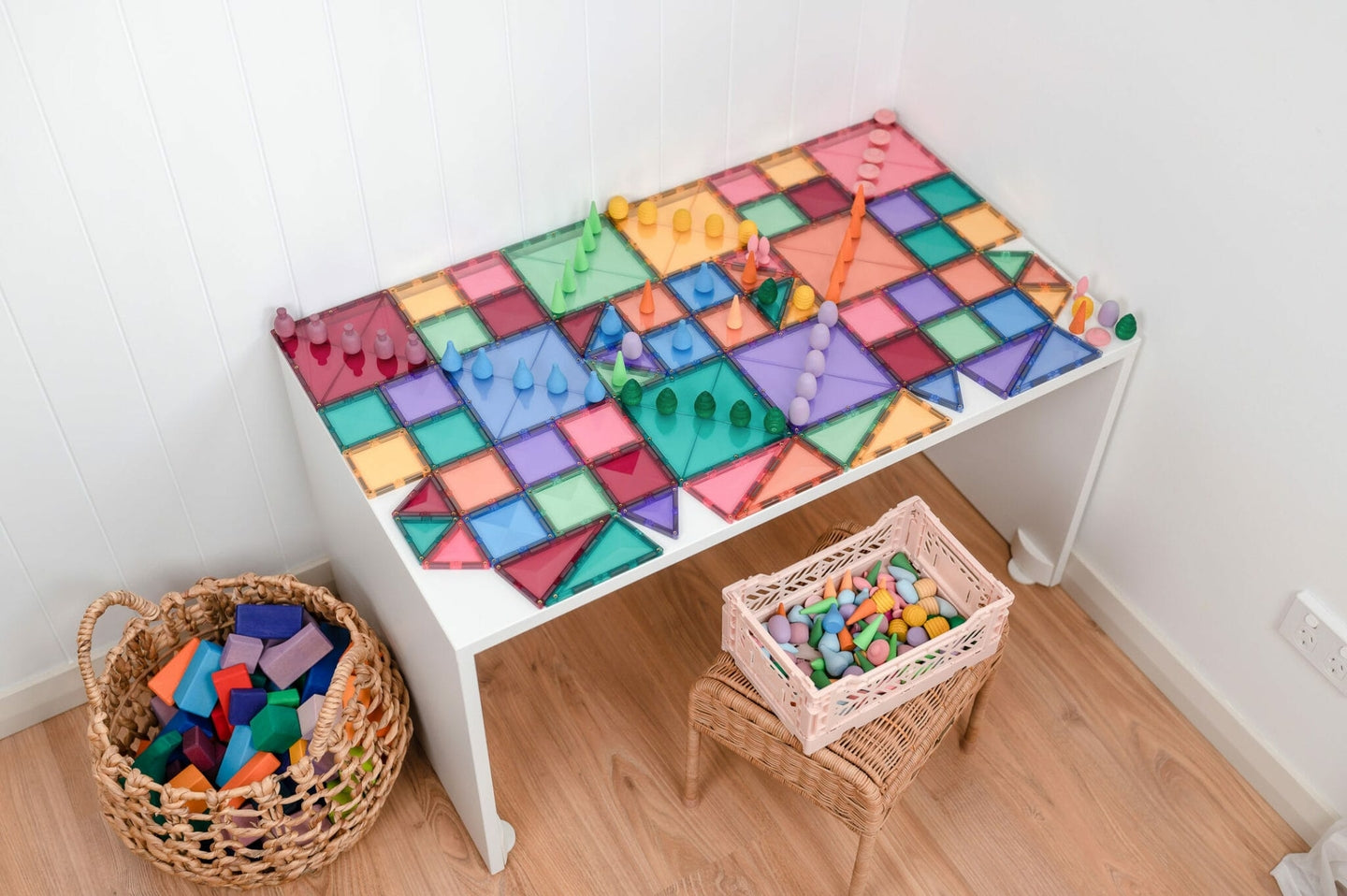 Connetix Tiles Jeu magnétique Starterset Pastel - Lot de démarrage 64 pièces