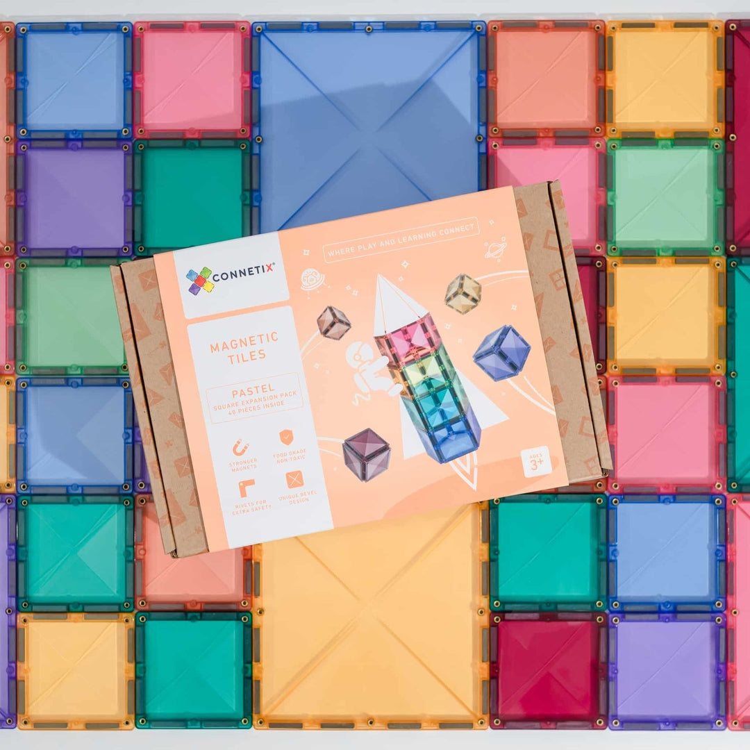 Connetix Tiles Pack de 40 carrés Pastel