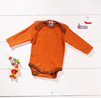 Cosilana Body manches longues orange/rouille - laine/soie