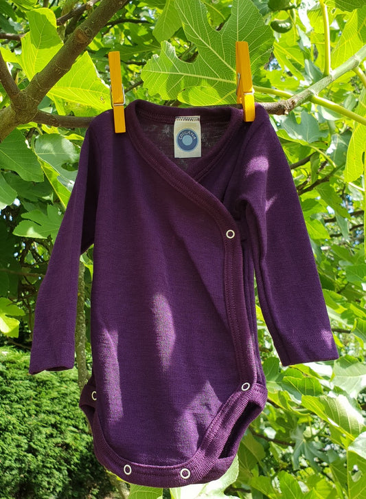 Cosilana Body kimono manches longues violet - Laine/soie
