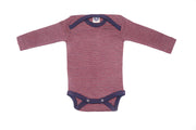 Cosilana Body manches longues laine/soie rouge/marine/naturel rayé