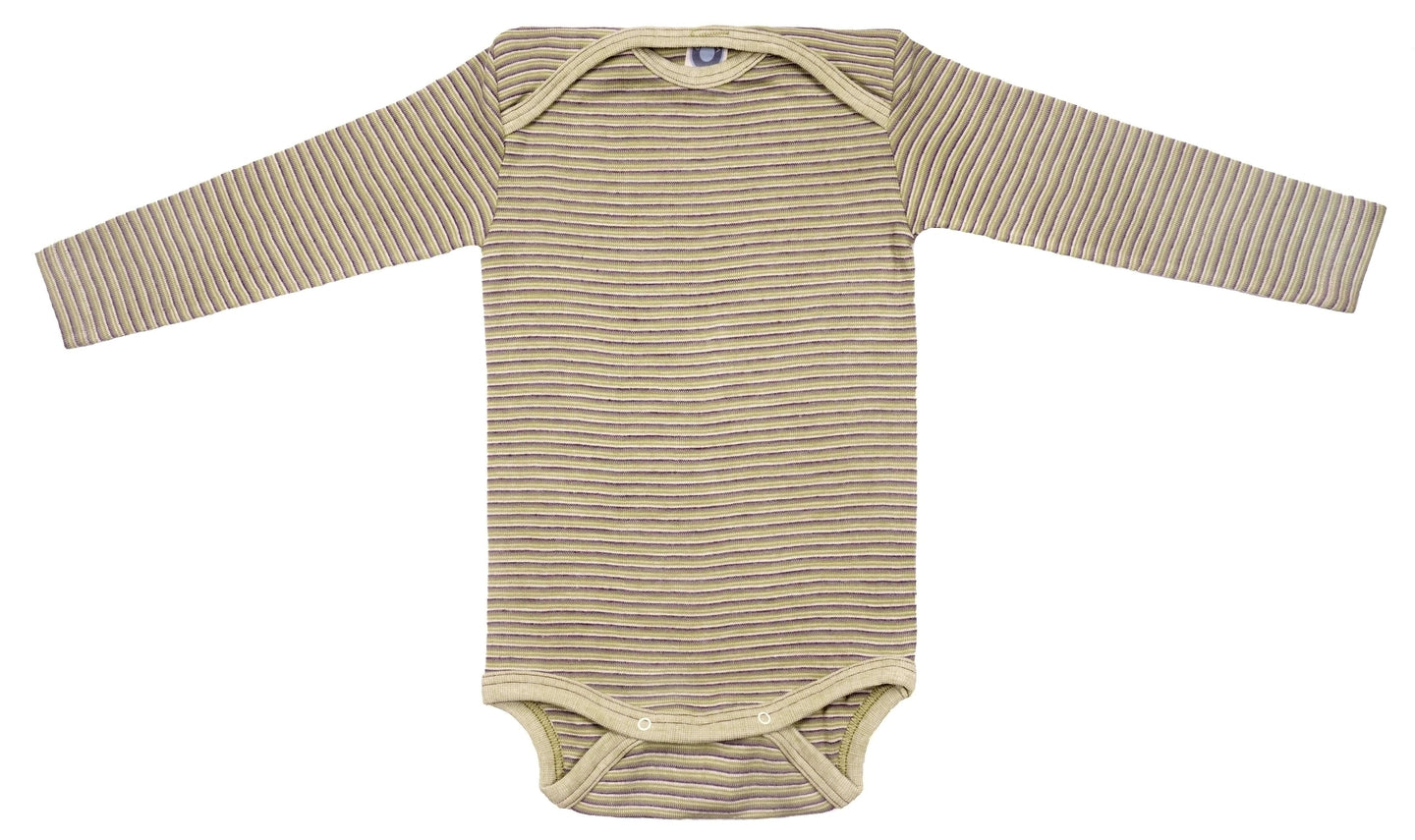 Cosilana Body manches longues laine/soie vert/prune/naturel