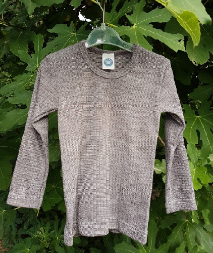 Cosilana T-shirt manches longues Enfant Marron chiné - Laine/soie/coton bio