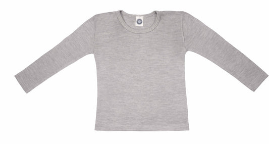 Cosilana T-shirt manches longues enfants Laine/soie gris chiné