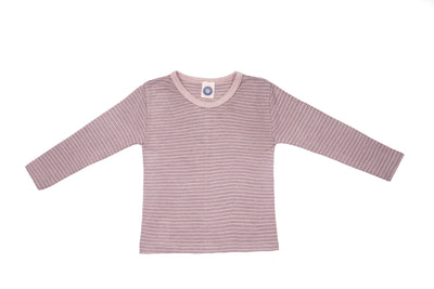 Cosilana T-shirt manches longues enfants Laine/soie rose/gris/naturel rayé
