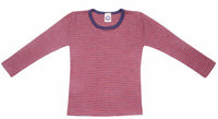 Cosilana T-shirt manches longues enfants Laine/soie rouge/marine/naturel rayé